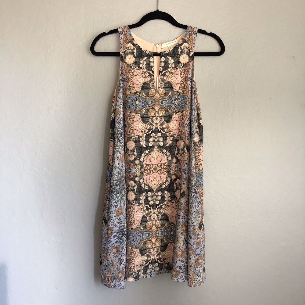 Lavender Brown Sleevless Dress AMG 1172 Teal/Blue S